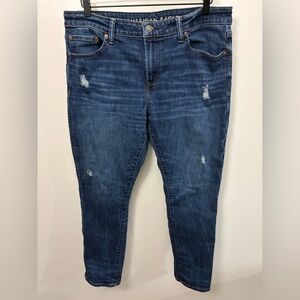 American Eagle Outfitters Men’s Distressed Dark Blue Skinny Jeans